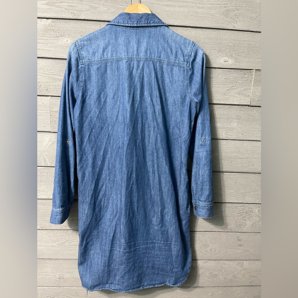 White House Black Market Long Sleeve Denim Button Up Jean Dress Sz 00 - Picture 11 of 15